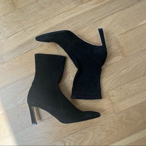 Stuart Weitzman wren black suede sock boots